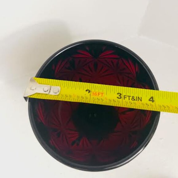 French Red Pedestal Egg-shaped Candy Dish, Ruby Red Candy Dish, Luminarc France - Picture 10 of 12